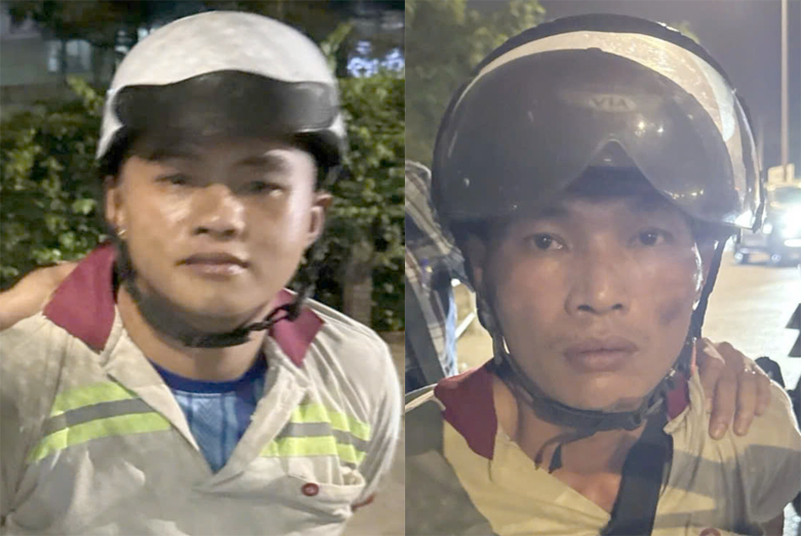 Trần Hoàng Thành (bên trái) và Lê Văn Lượm lúc bị bắt. Ảnh: C.A. Trần Hoàng Thành (bên trái) và Lê Văn Lượm lúc bị bắt. Ảnh: C.A.