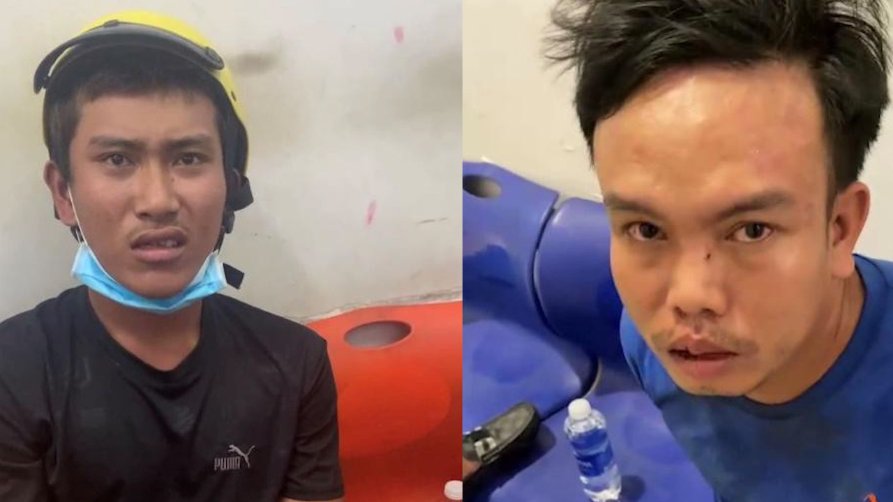 Triệu Hải (bên trái) và Âu Văn Mảnh lúc bị bắt.