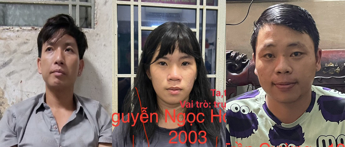 Từ trái qua, Linh, Hợp và Cường. Ảnh: Công an cung cấp.
