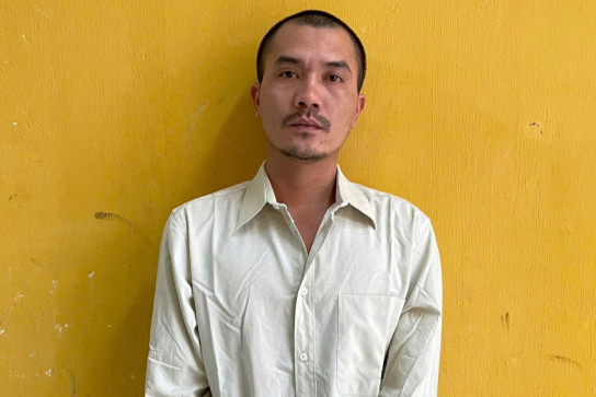 Nguyễn Trường Sa tại cơ quan công an. Ảnh: C.A.