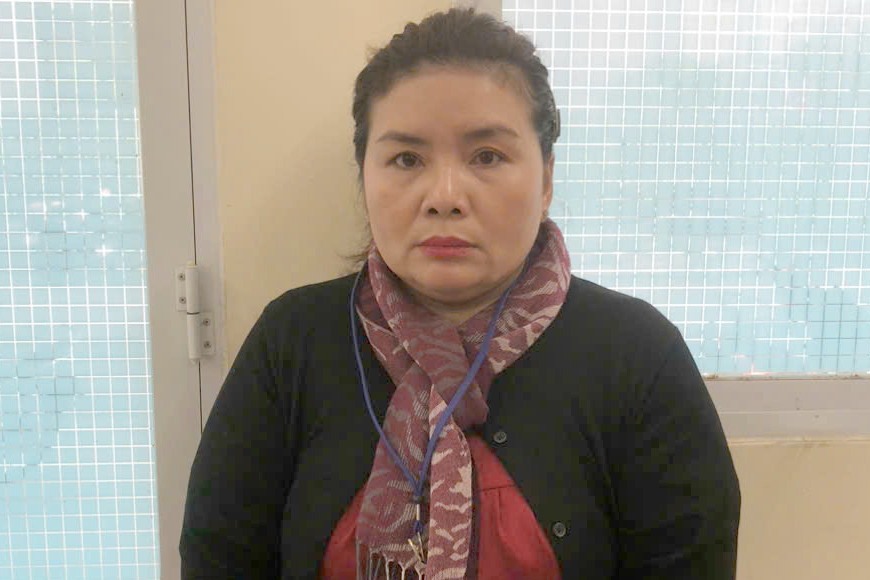 Bà Kiểm tại cơ quan công an. Ảnh: Công an cung cấp. Bà Kiểm tại cơ quan công an. Ảnh: Công an cung cấp.