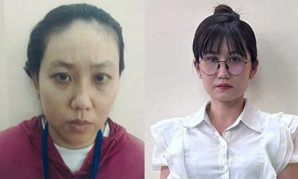 Bị can An (bên trái) và Hà tại cơ quan công an. Ảnh: Công an cung cấp. Bị can An (bên trái) và Hà tại cơ quan công an. Ảnh: Công an cung cấp.