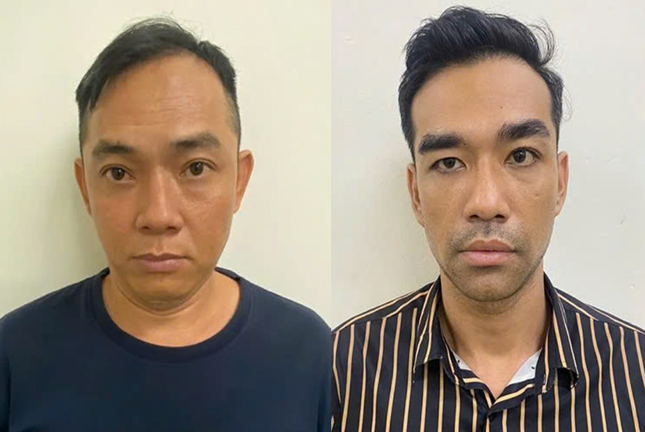 Phạm Văn Hiếu (bên trái) và Nguyễn Bùi Huy Vũ tại cơ quan công an. Ảnh: C.A. Phạm Văn Hiếu (bên trái) và Nguyễn Bùi Huy Vũ tại cơ quan công an. Ảnh: C.A.