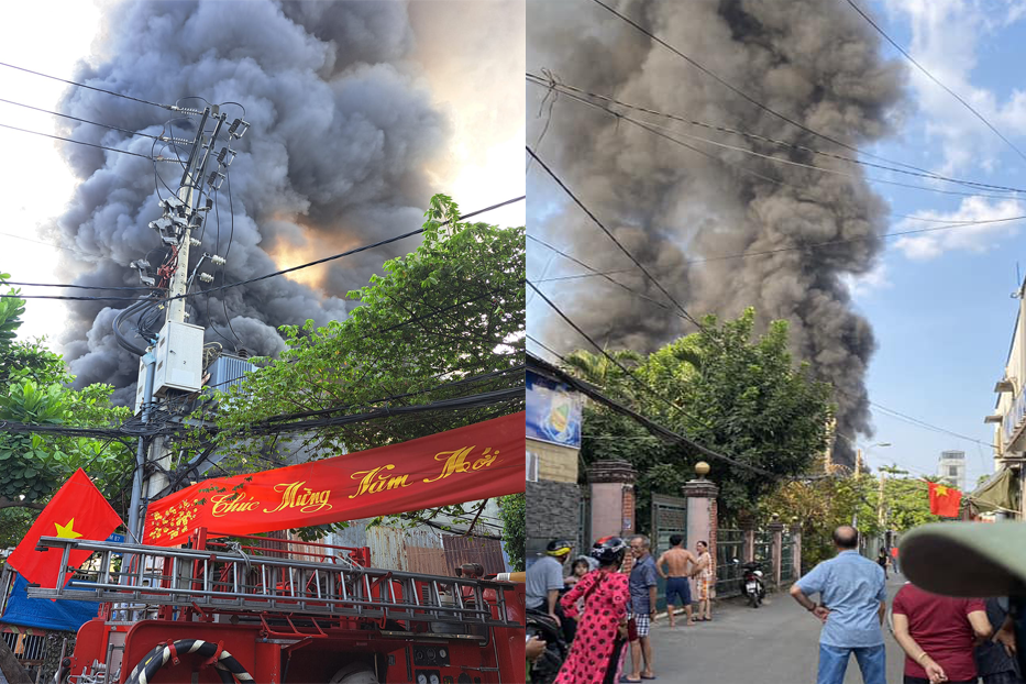 Khói đen bốc lên từ vụ cháy. Ảnh: A.X.