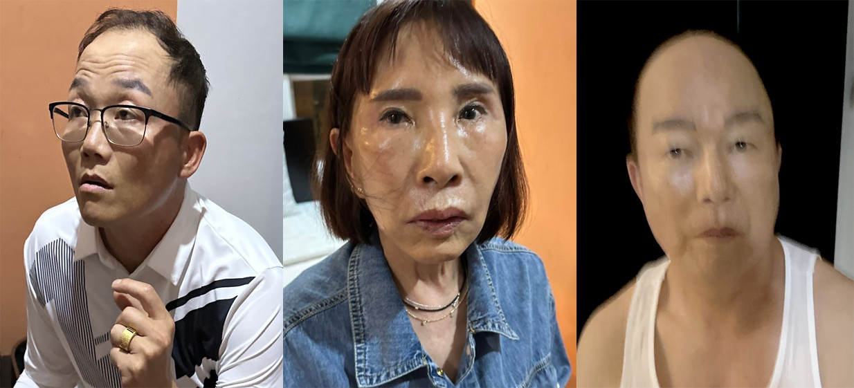 Từ trái qua, Heo Seong Hyun, Wang Lee Hyang và Gim Chang Duok (Ảnh: Công an cung cấp).