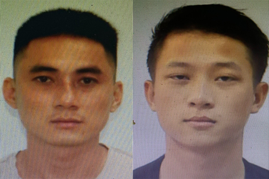 Cơ quan công an yêu cầu Long và Được sớm ra để đầu thú sẽ được hưởng khoan hồng của pháp luật. Ảnh: Công an cung cấp.