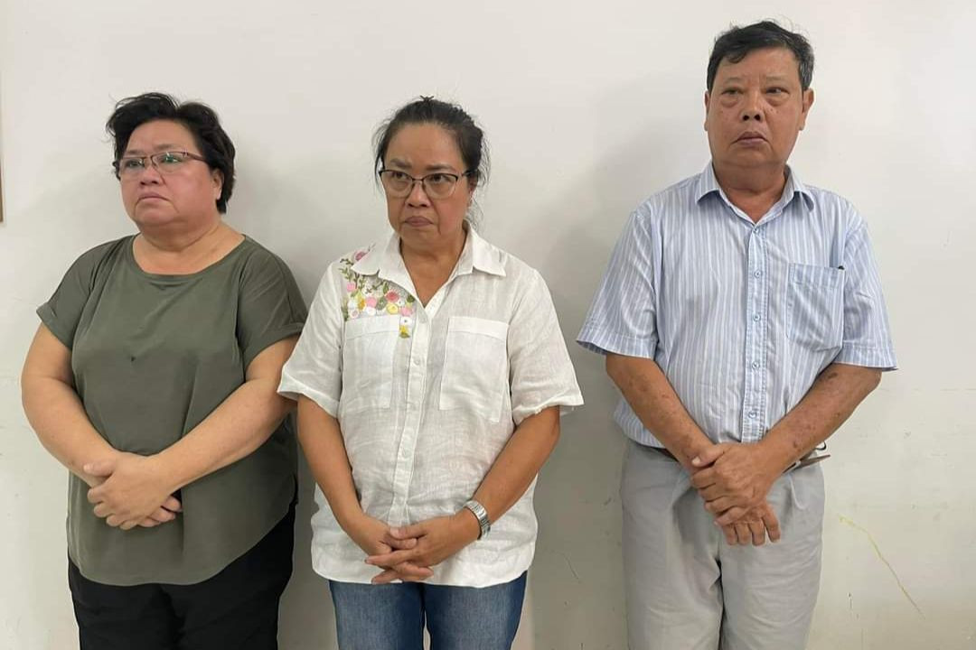 Bị can Thạnh, Phước và Tấn tại cơ quan công an. Ảnh: Công an cung cấp. Bị can Thạnh, Phước và Tấn tại cơ quan công an. Ảnh: Công an cung cấp.