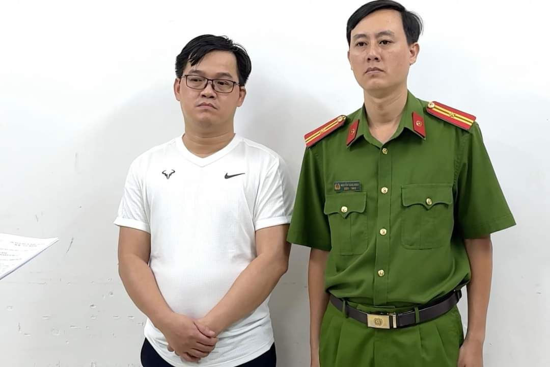 Ông Thái tại cơ quan công an. Ảnh: Công an cung cấp. Ông Thái tại cơ quan công an. Ảnh: Công an cung cấp.