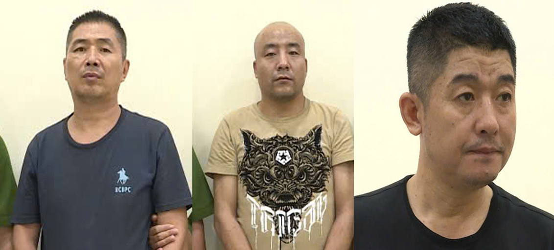 Từ trái qua, Ma Cai, Fan Guohui và Li Chuang. Ảnh: Công an cung cấp. Từ trái qua, Ma Cai, Fan Guohui và Li Chuang. Ảnh: Công an cung cấp.