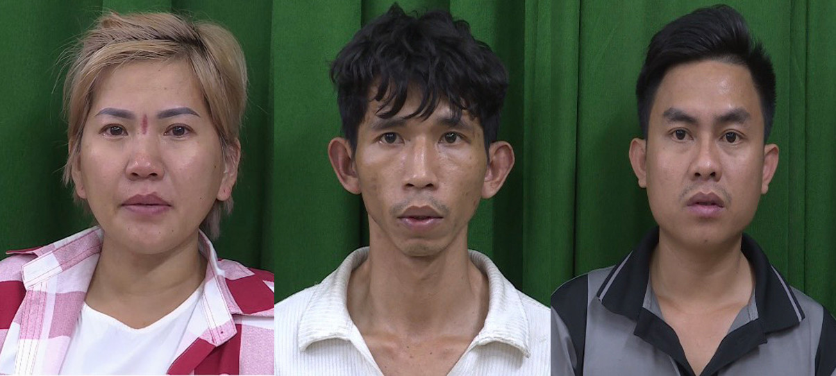 Từ trái qua, Xuyên, Toàn và Vũ. Ảnh: Công an cung cấp. Từ trái qua, Xuyên, Toàn và Vũ. Ảnh: Công an cung cấp.