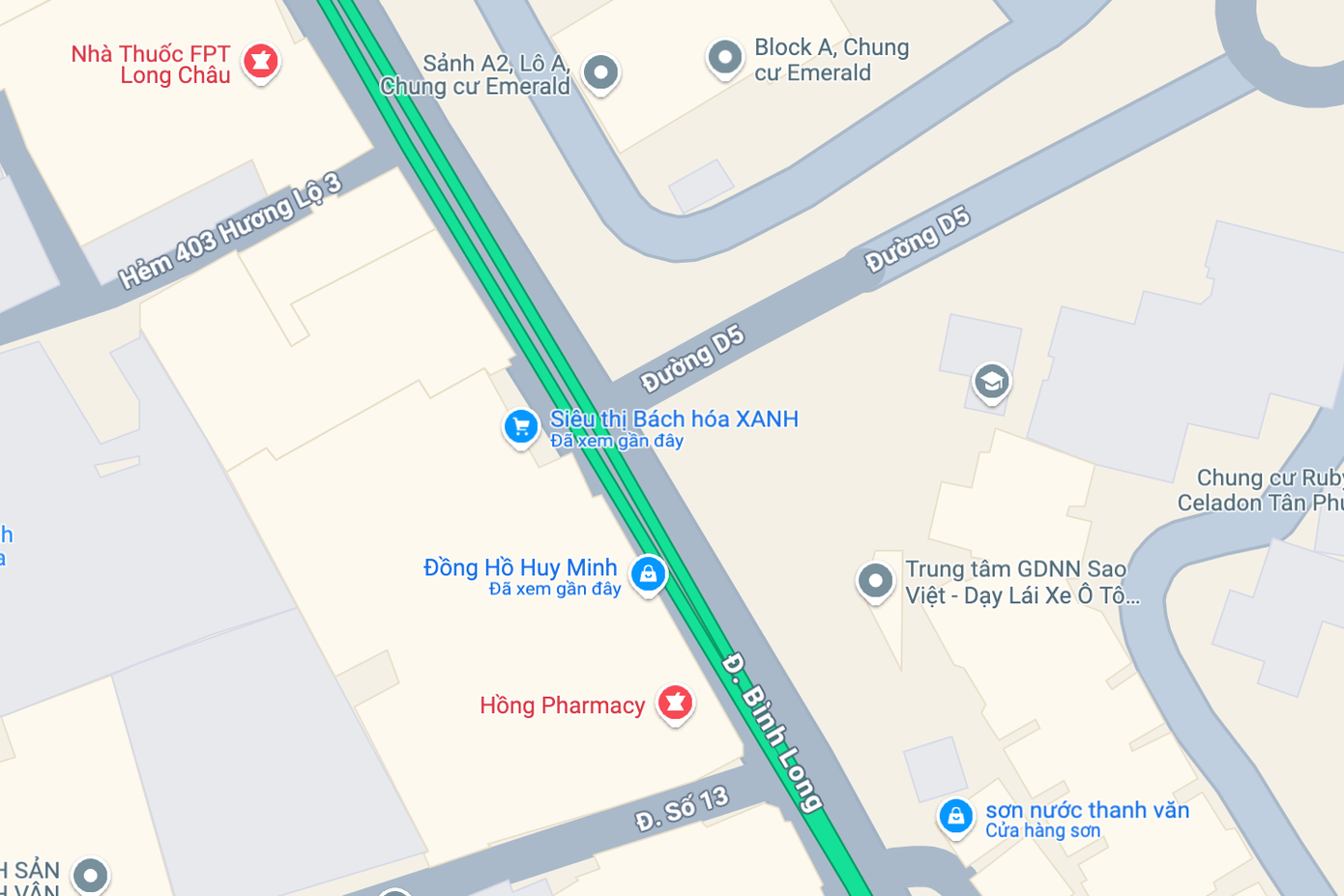 Vị trí xảy ra vụ việc nằm trước siêu thị Bách Hóa Xanh. Ảnh: Google Maps.