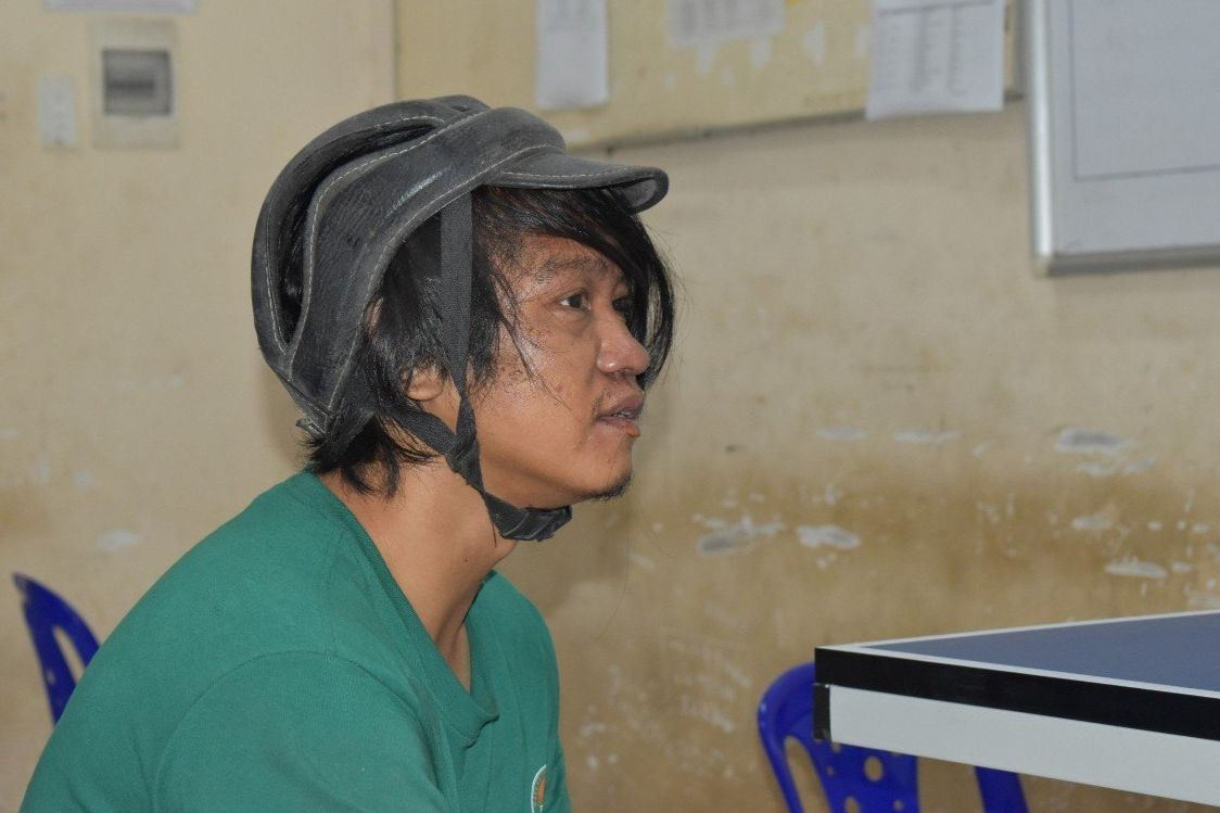 Nghi phạm Nguyễn Văn Nhu tại cơ quan công an. Ảnh: Công an cung cấp.