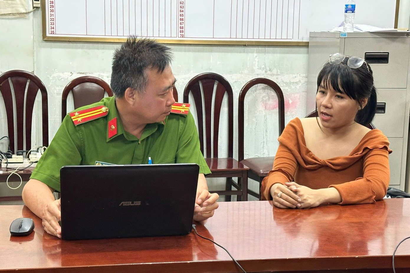 Cơ quan công an lấy lời khai đối với Nhi. Ảnh: Đ.N.