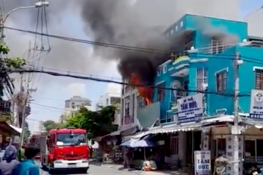 Hiện trường vụ cháy. Ảnh cắt từ clip. Hiện trường vụ cháy. Ảnh cắt từ clip.