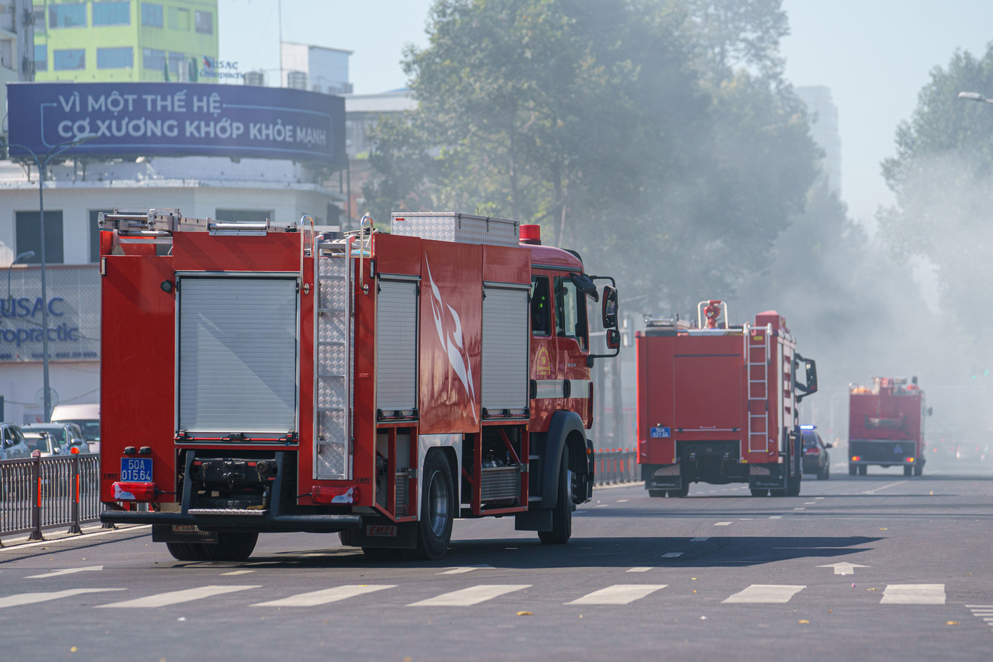 Xe chữa cháy được điều động đến hiện trường. Ảnh: PC07