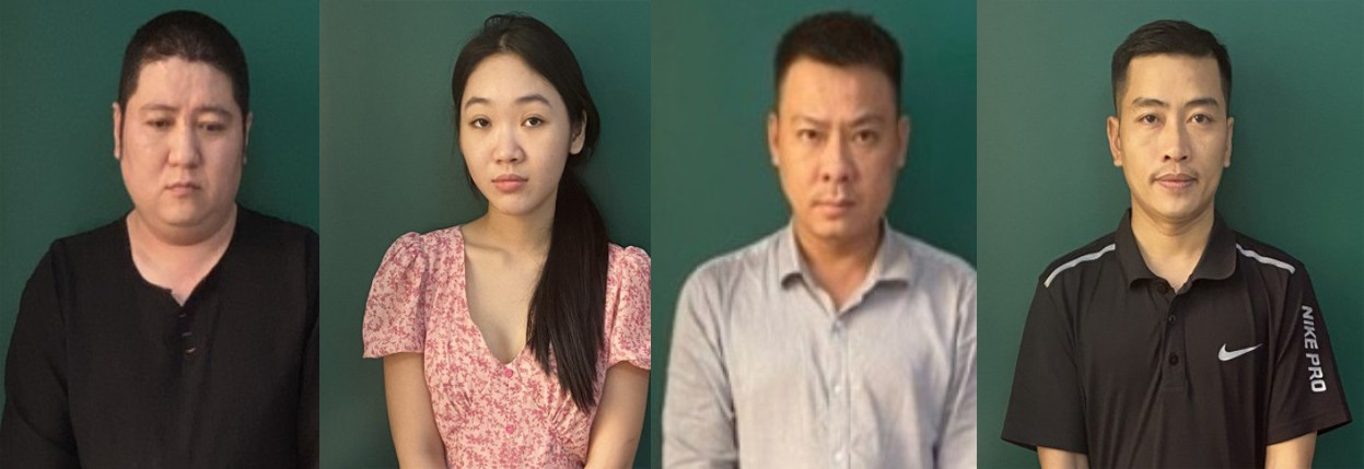 Từ trái qua, Hải, Trinh, Đông và Anh. Ảnh: Công an cung cấp.