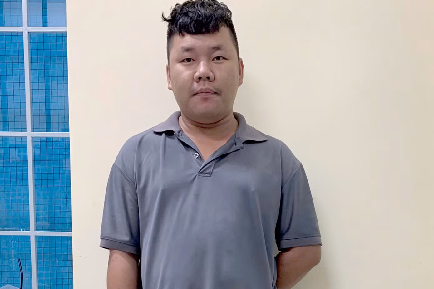 Huỳnh Văn Tài tại cơ quan công an. Ảnh: C.A.