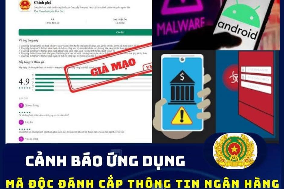 Công an cảnh báo người dân không cài đặt các ứng dụng lạ để tránh kẻ gian sử dụng mã độc chiếm đoạt tiền trong tài khoản ngân hàng. Công an cảnh báo người dân không cài đặt các ứng dụng lạ để tránh kẻ gian sử dụng mã độc chiếm đoạt tiền trong tài khoản ngân hàng.