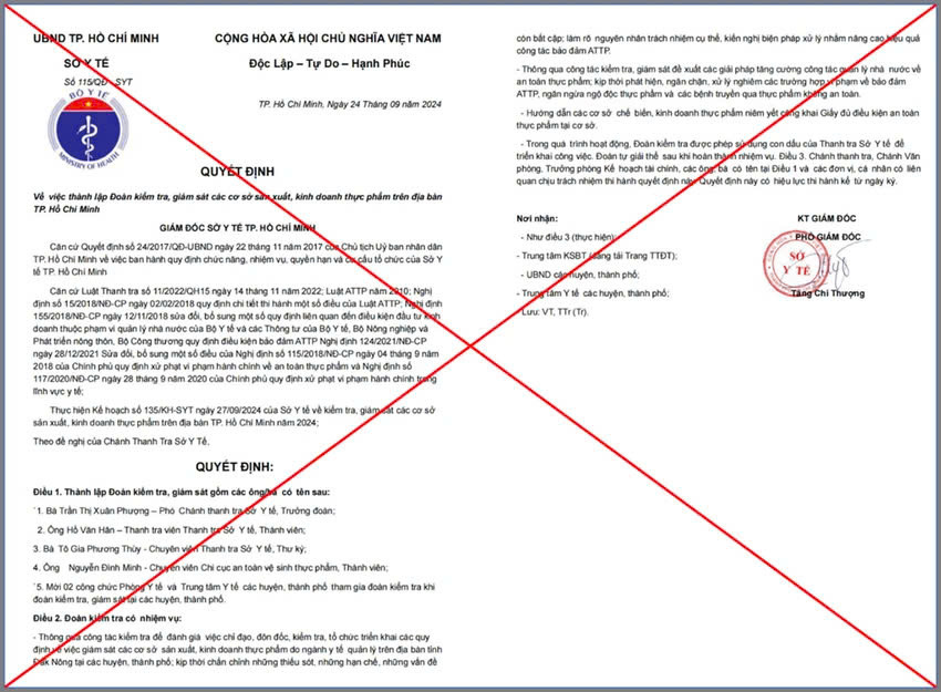 Văn bản mạo danh Thanh tra Sở Y tế TPHCM để lừa đảo, chiếm đoạt tài sản. Ảnh: A.X. Văn bản mạo danh Thanh tra Sở Y tế TPHCM để lừa đảo, chiếm đoạt tài sản. Ảnh: A.X.