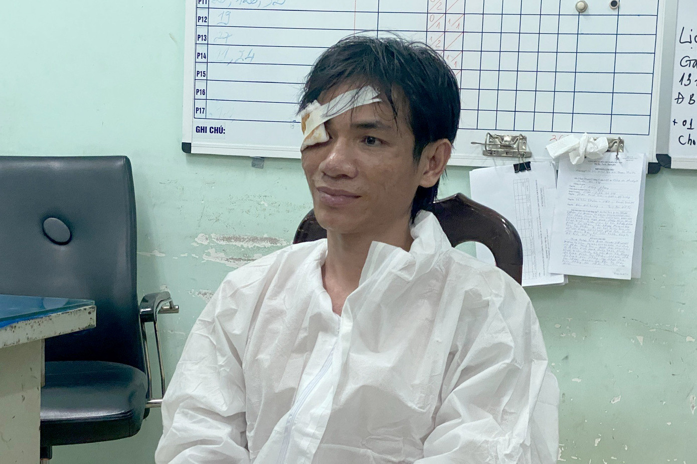 Ông Nguyễn Đức An tại trụ sở công an.