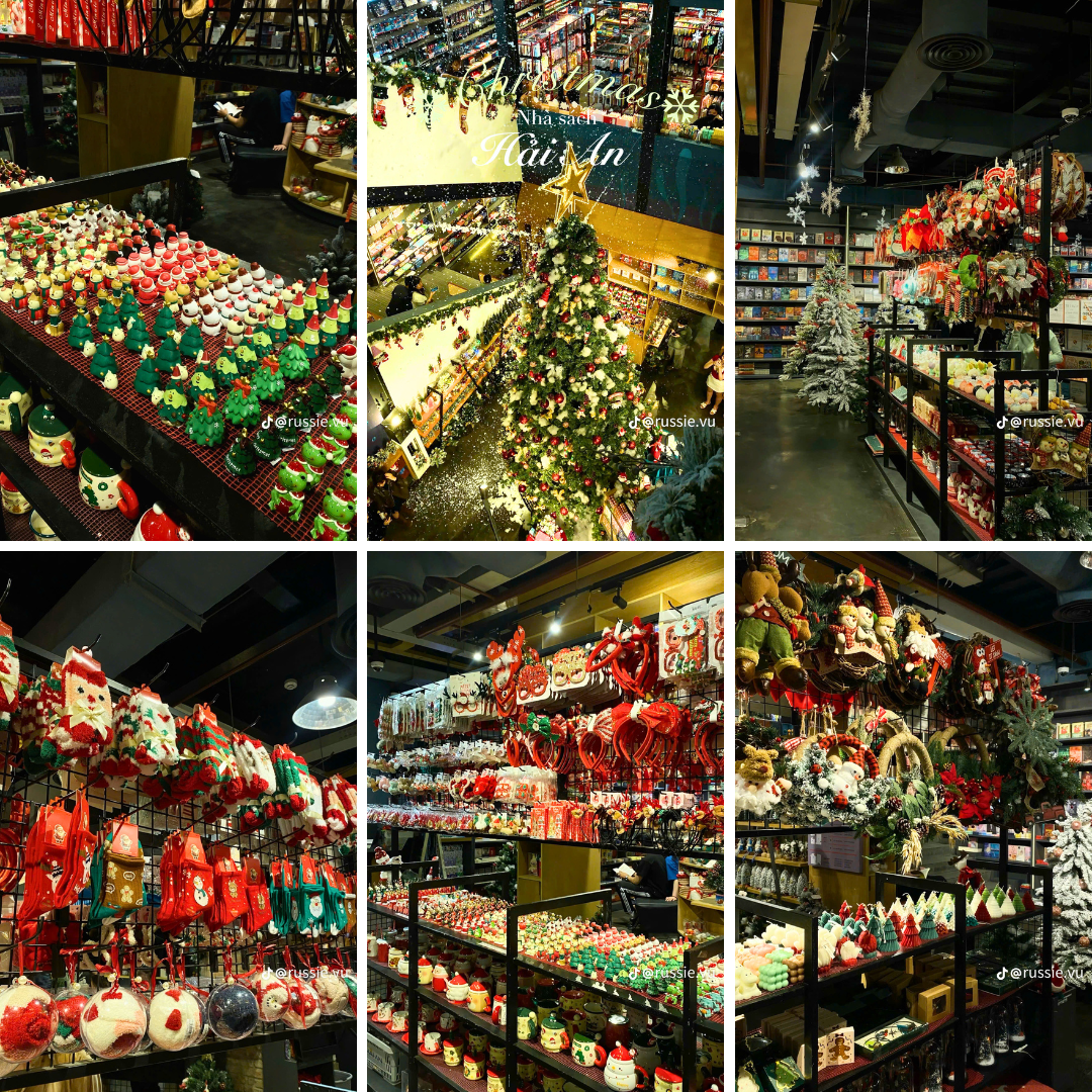 Mọi ngóc ngách trong nhà sách đều ngập tràn không khí Giáng sinh. (Ảnh: russie.vu)