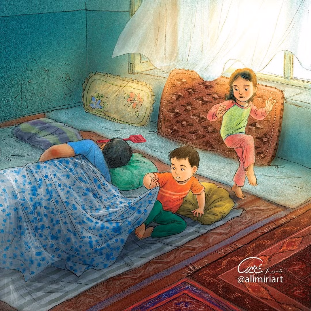 Ngày còn bé trốn ngủ trưa để đi chơi, lớn lên chỉ mong được một giấc ngủ trưa. (Ảnh: alimiriart)