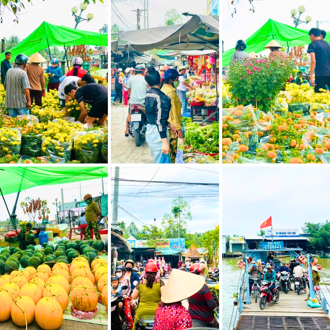 Khung cảnh nhộn nhịp, đông đúc tại chợ Tết ở Hậu Giang. (Ảnh: Truyền hình Hậu Giang)