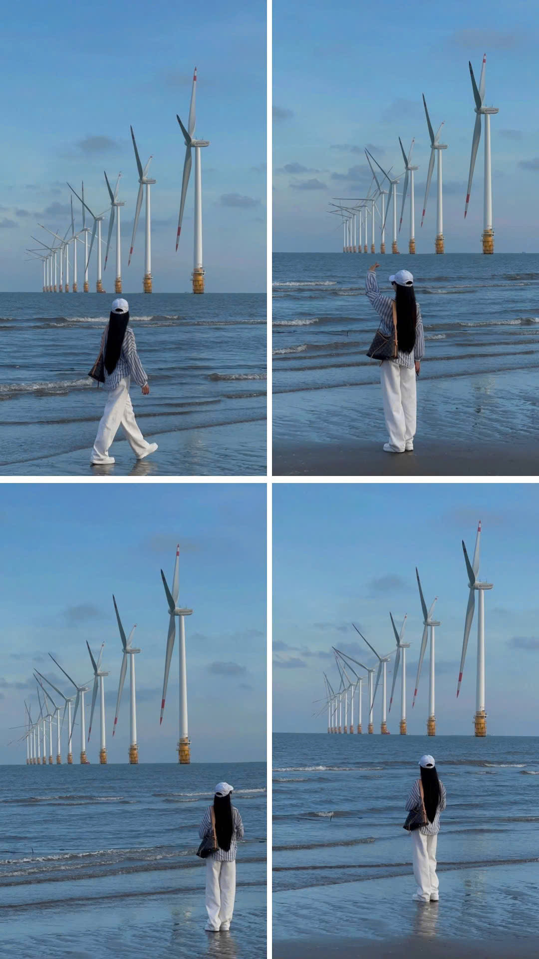 Bình minh và hoàng hôn là hai khoảng thời gian đẹp nhất trong ngày để chụp ảnh tại biển Ba Động. (Ảnh: Bé Quyên)