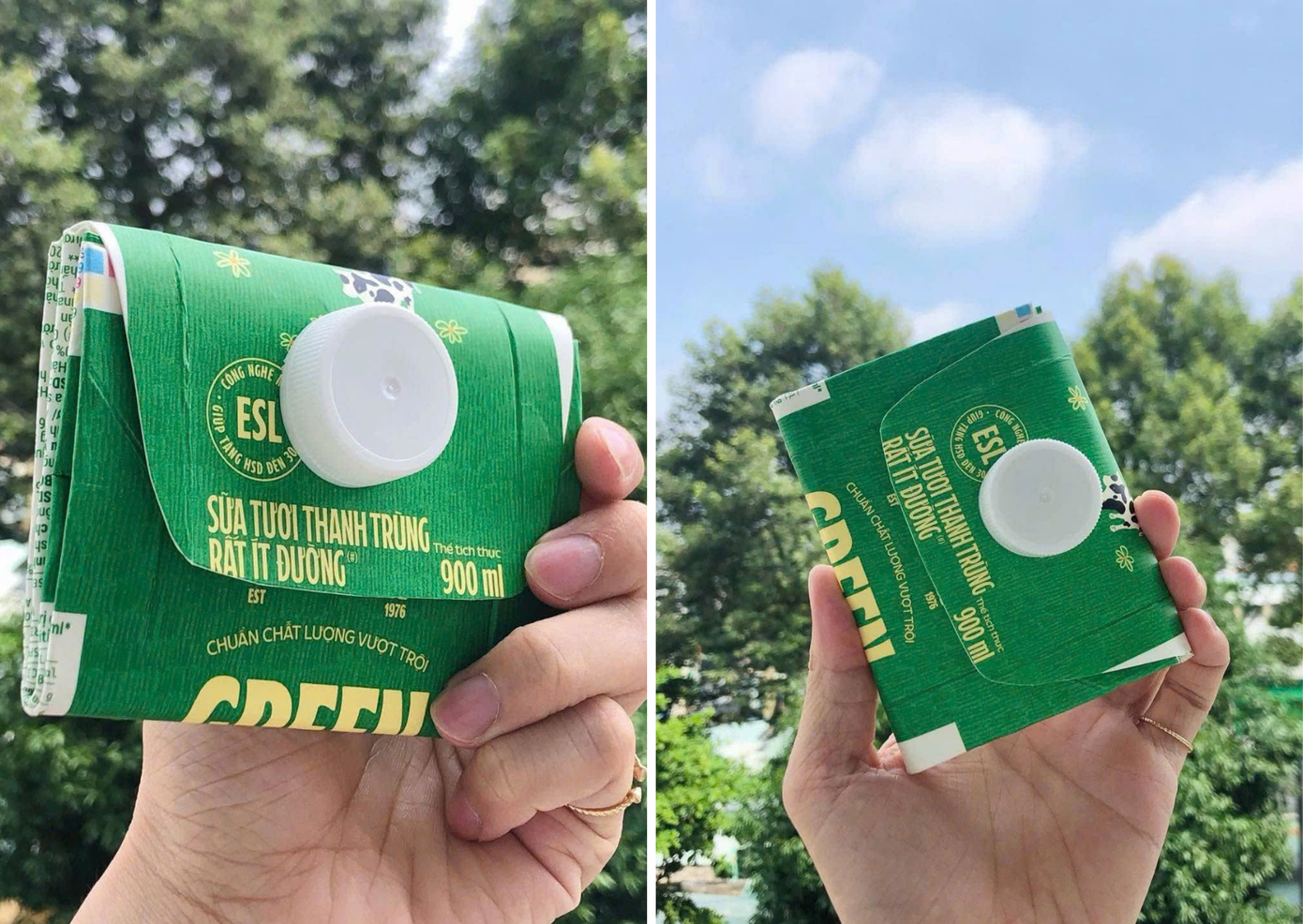 Chiếc ví handmade tái chế từ vỏ hộp sữa được các Gen Z hưởng ứng tích cực trong những ngày qua. (Ảnh: Thanh Trúc) Chiếc ví handmade tái chế từ vỏ hộp sữa được các Gen Z hưởng ứng tích cực trong những ngày qua. (Ảnh: Thanh Trúc)