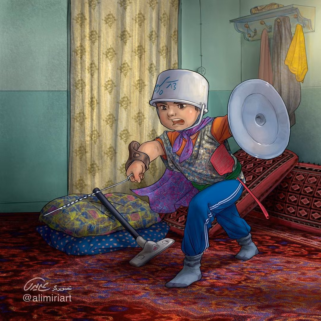 Bộ áo giáp "cây nhà lá vườn" vô cùng độc đáo. (Ảnh: alimiriart)
