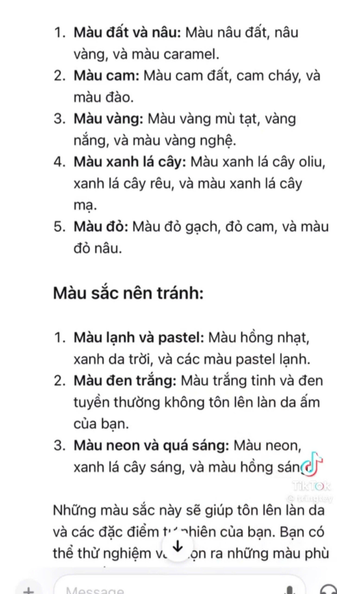 Chat GPT sẽ giải đáp cả những màu sắc nên chọn và cần tránh. (Ảnh: @tringtey) Chat GPT sẽ giải đáp cả những màu sắc nên chọn và cần tránh. (Ảnh: @tringtey)