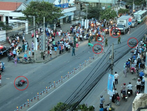 Hiện trường vụ tai nạn nhìn từ trên cao xuống