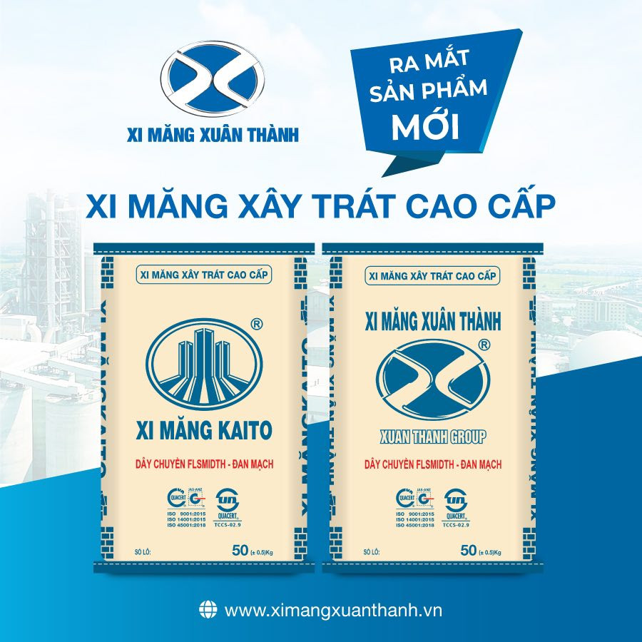Sản phẩm xây trát cao cấp của Xi Măng Xuân Thành gồm 2 thương hiệu: Xi măng Xuân Thành và Xi măng Kaito