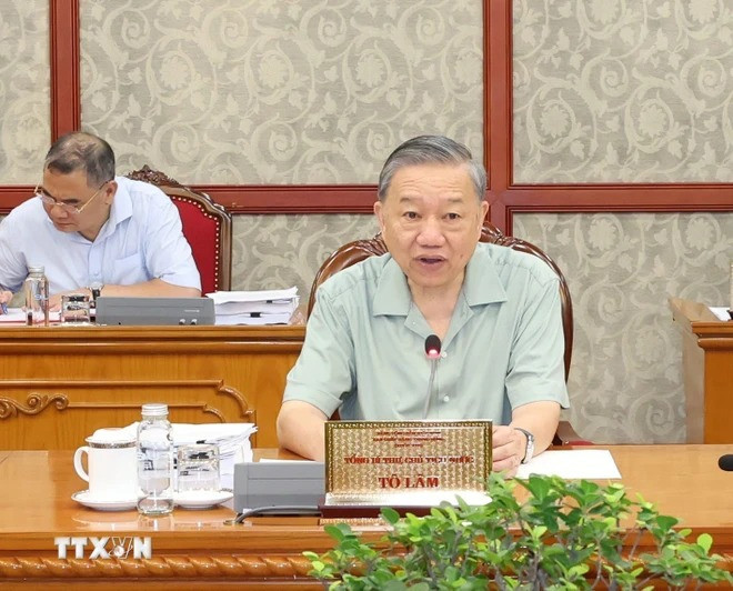 Tổng Bí thư, Chủ tịch nước Tô Lâm phát biểu chỉ đạo. (Ảnh: Trí Dũng/TTXVN) Tổng Bí thư, Chủ tịch nước Tô Lâm phát biểu chỉ đạo. (Ảnh: Trí Dũng/TTXVN)