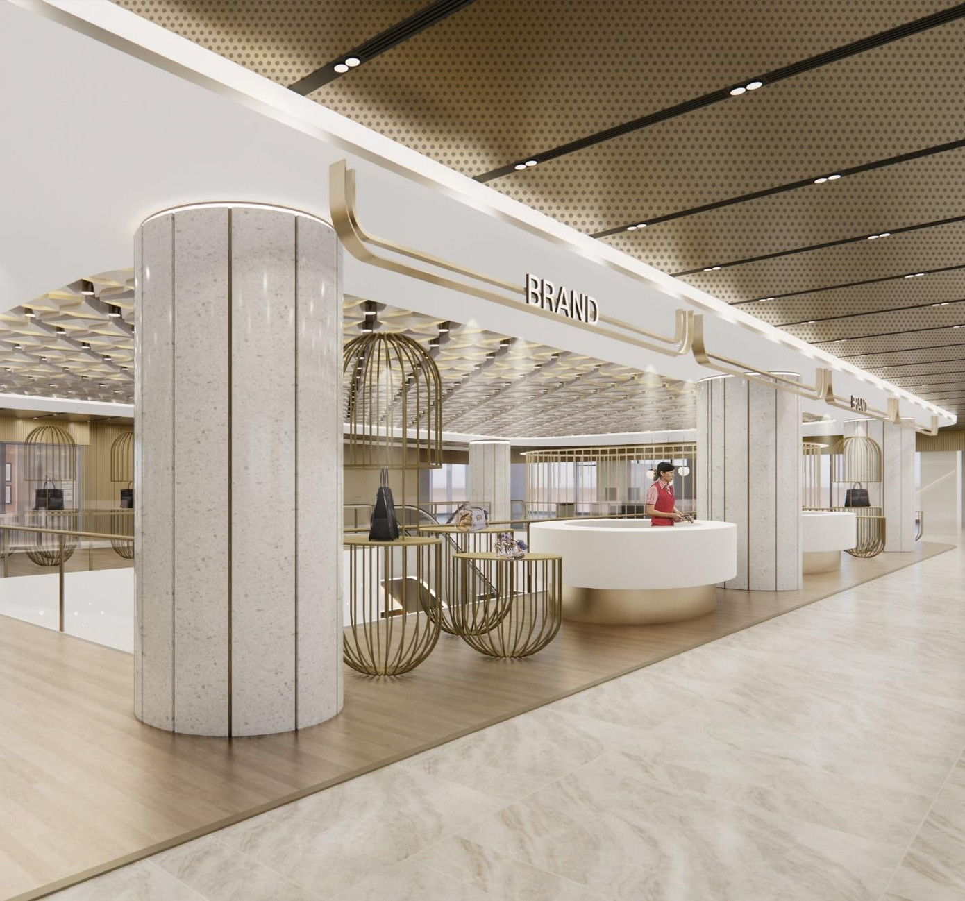 Nội thất TTTM tại The Sun Tower với chủ đề giao thoa giữa di sản và đẳng cấp sang trọng. Ảnh: Masterise Homes