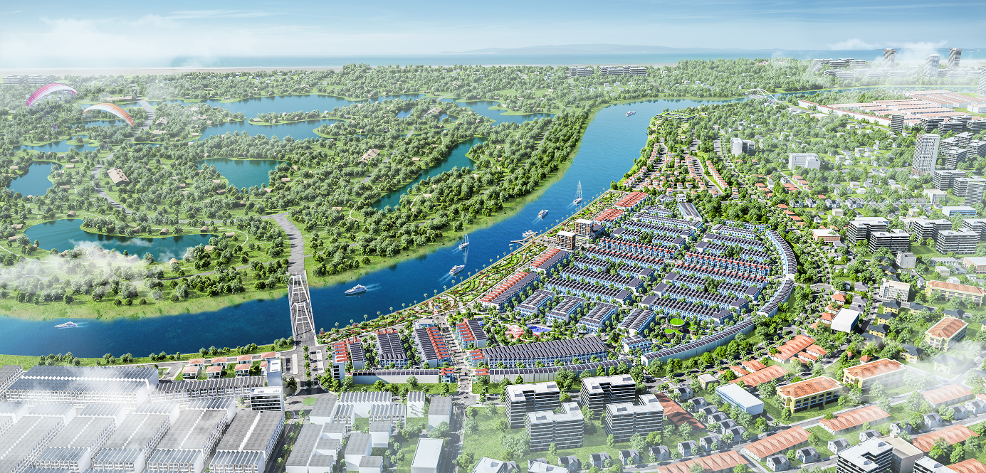 KĐT Mallorca River City nằm giữa cầu Nghĩa Tự và cầu Ông Điền