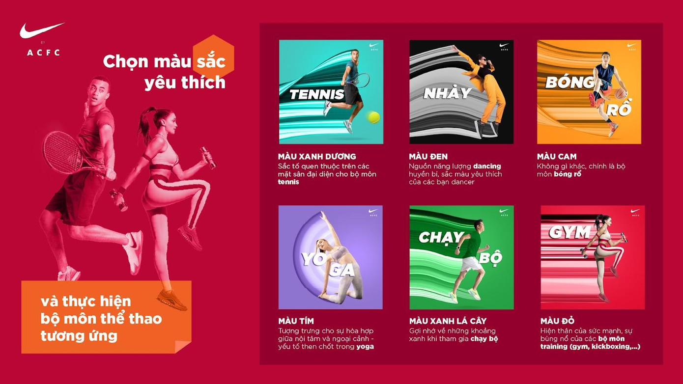 06 gam màu đại diện cho 06 bộ môn thể thao