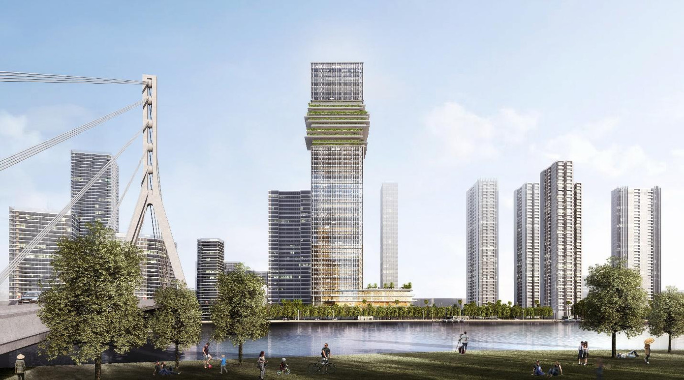 Kiến trúc biểu tượng của The Sun Tower. Ảnh: Masterise Homes