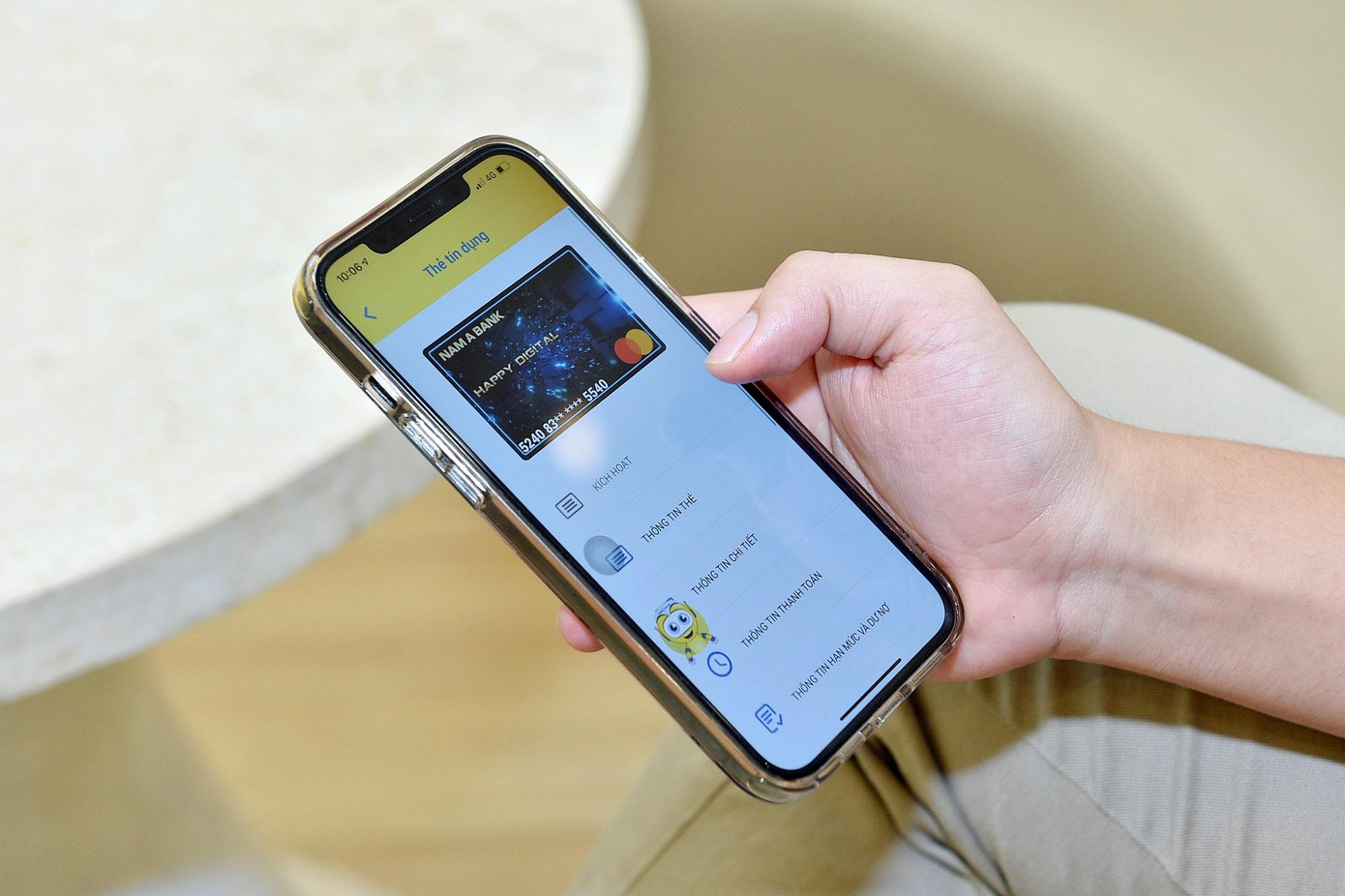 Thẻ tín dụng phi vật lý Happy Digital được tích hợp trên ứng dụng Open Banking Nam A Bank.