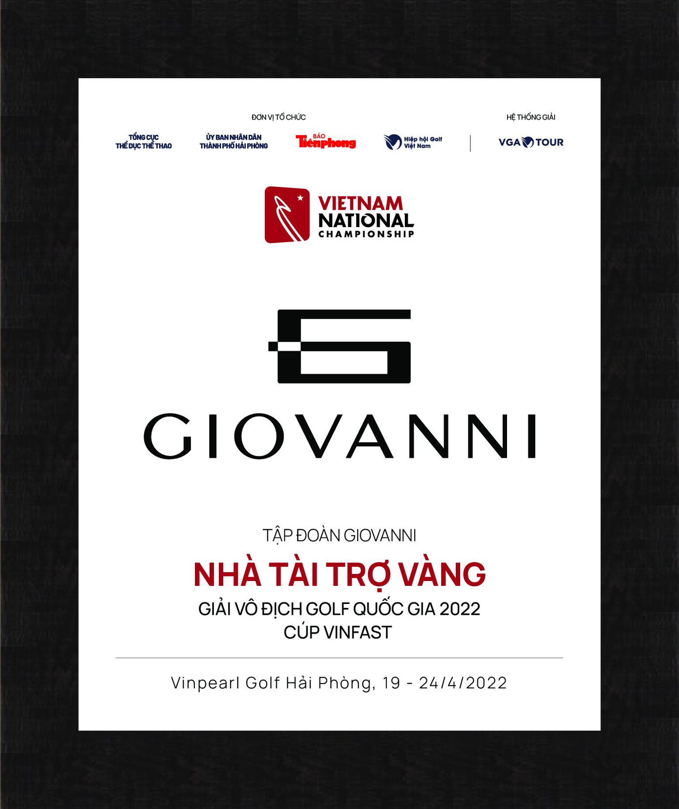 GIOVANNI trở thành nhà tài trợ Vàng cho giải đấu golf quy mô lớn nhất từ trước đến nay tại Việt Nam.