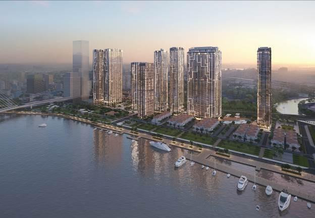 Khu phức hợp bất động sản hàng hiệu Grand Marina, Saigon ven sông Sài Gòn. Ảnh: Masterise Homes