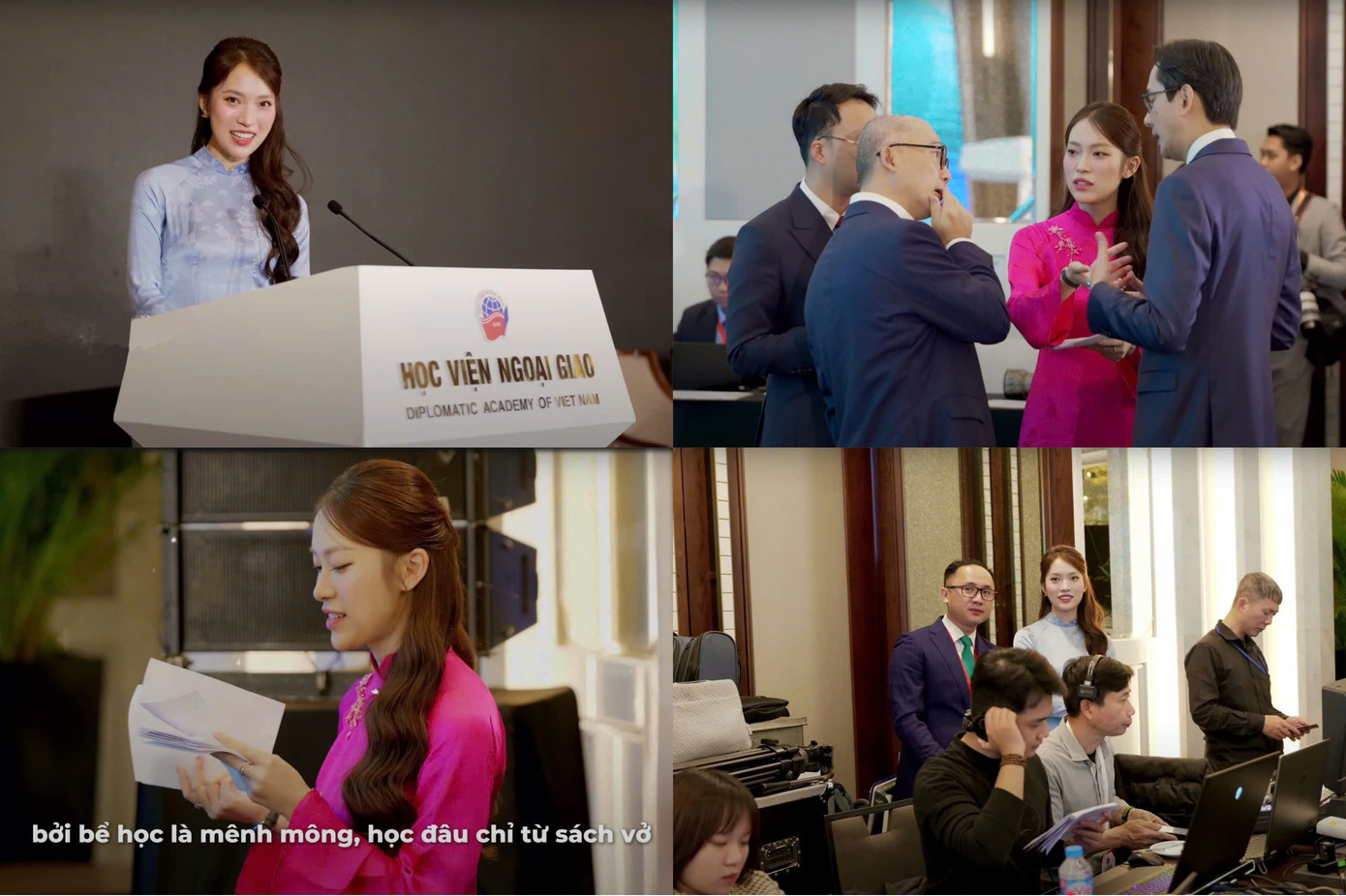 Khánh Vy chia sẻ những áp lực và quá trình làm việc của một người dẫn chương trình tại diễn đàn quốc tế. Nguồn: Khánh Vy Official Khánh Vy chia sẻ những áp lực và quá trình làm việc của một người dẫn chương trình tại diễn đàn quốc tế. Nguồn: Khánh Vy Official