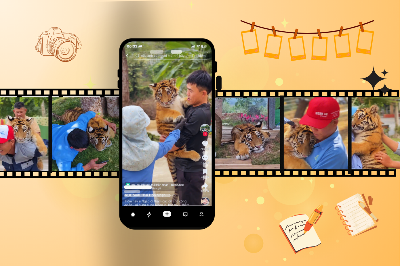 Loạt khoảnh khắc đáng yêu của bé hổ Ngao hot TikTok những ngày qua. Thiết kế: Gia Ảnh