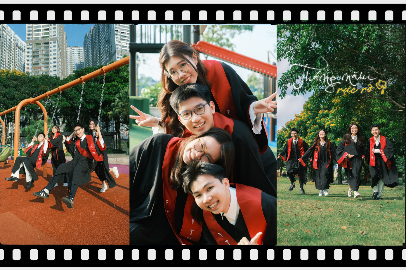 Một bức ảnh kỷ yếu đẹp thể hiện qua phong thái thoải mái, nụ cười rạng rỡ và ánh mắt lấp lánh.