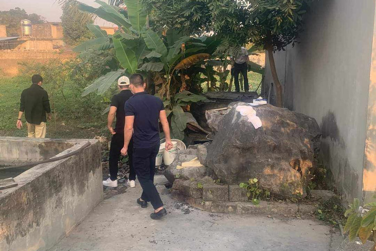 Khu vực bể nước tìm thấy hài cốt nạn nhân