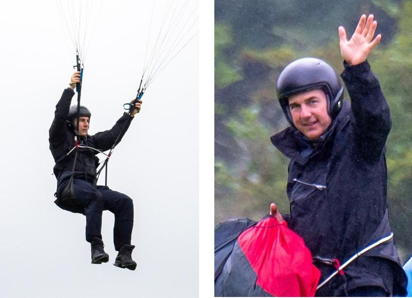 Người đi bộ đường dài ở Anh kinh ngạc khi tình cờ chạm mặt ngôi sao hành động Tom Cruise đang nhảy dù.