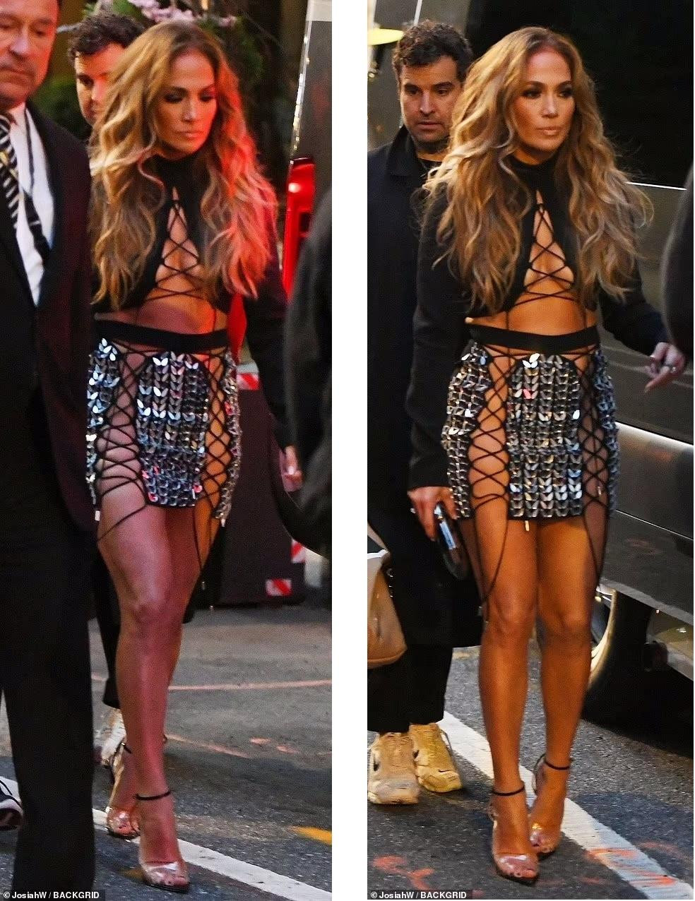 Jennifer Lopez bỏ qua thảm đỏ, nhưng vẫn thành tâm điểm nhờ bộ cánh đan dây chằng chịt khoe thân hình gợi cảm tuổi 52.