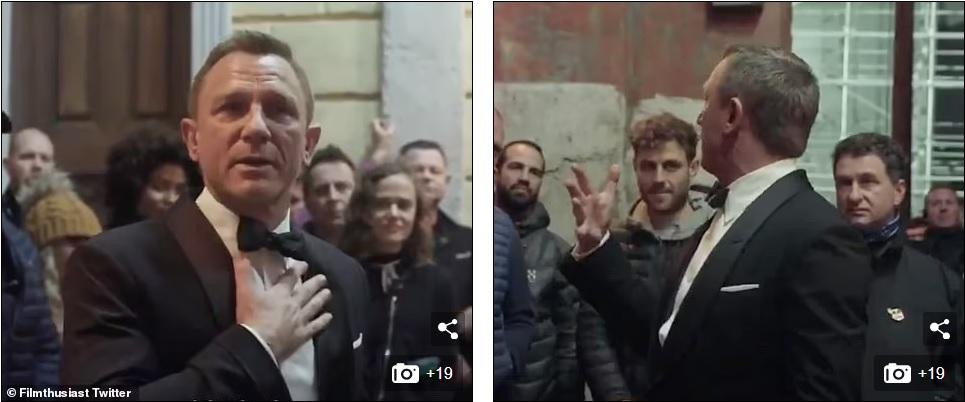 Daniel đặt tay lên tim và nhìn những người gắn bó với anh trong suốt quá trình quay phim về điệp viên 007. Daniel đặt tay lên tim và nhìn những người gắn bó với anh trong suốt quá trình quay phim về điệp viên 007.