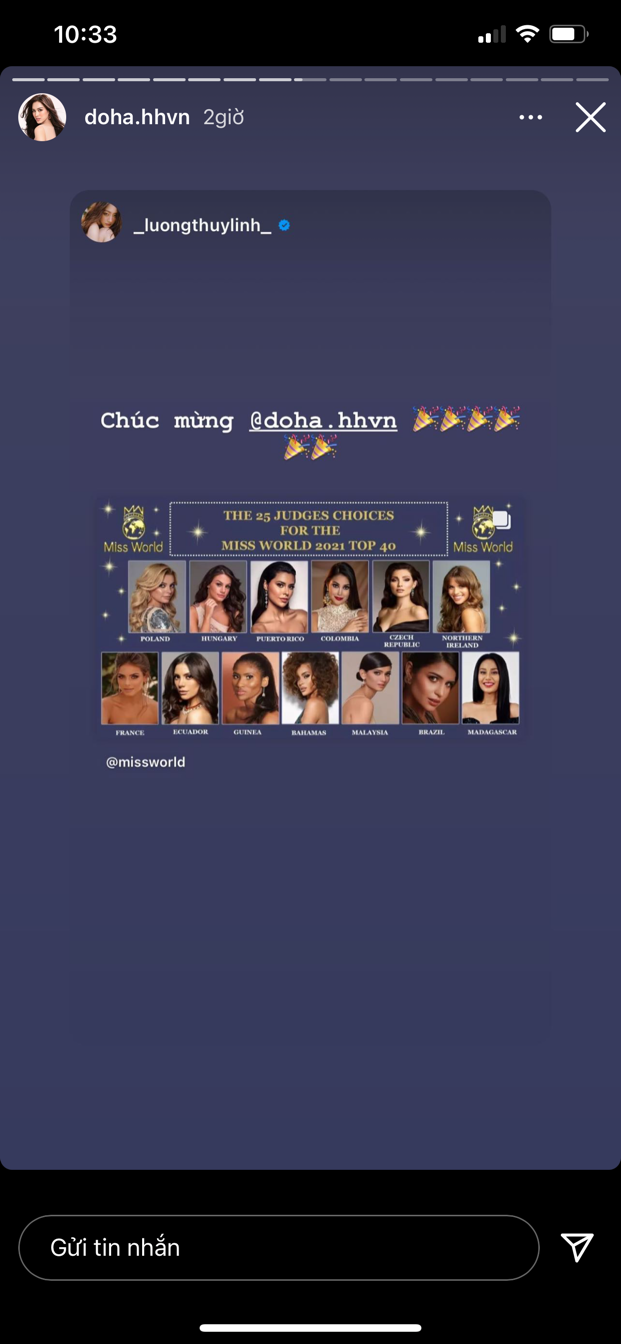 Dàn Hoa hậu, Á hậu đồng loạt chúc mừng Đỗ Thị Hà.