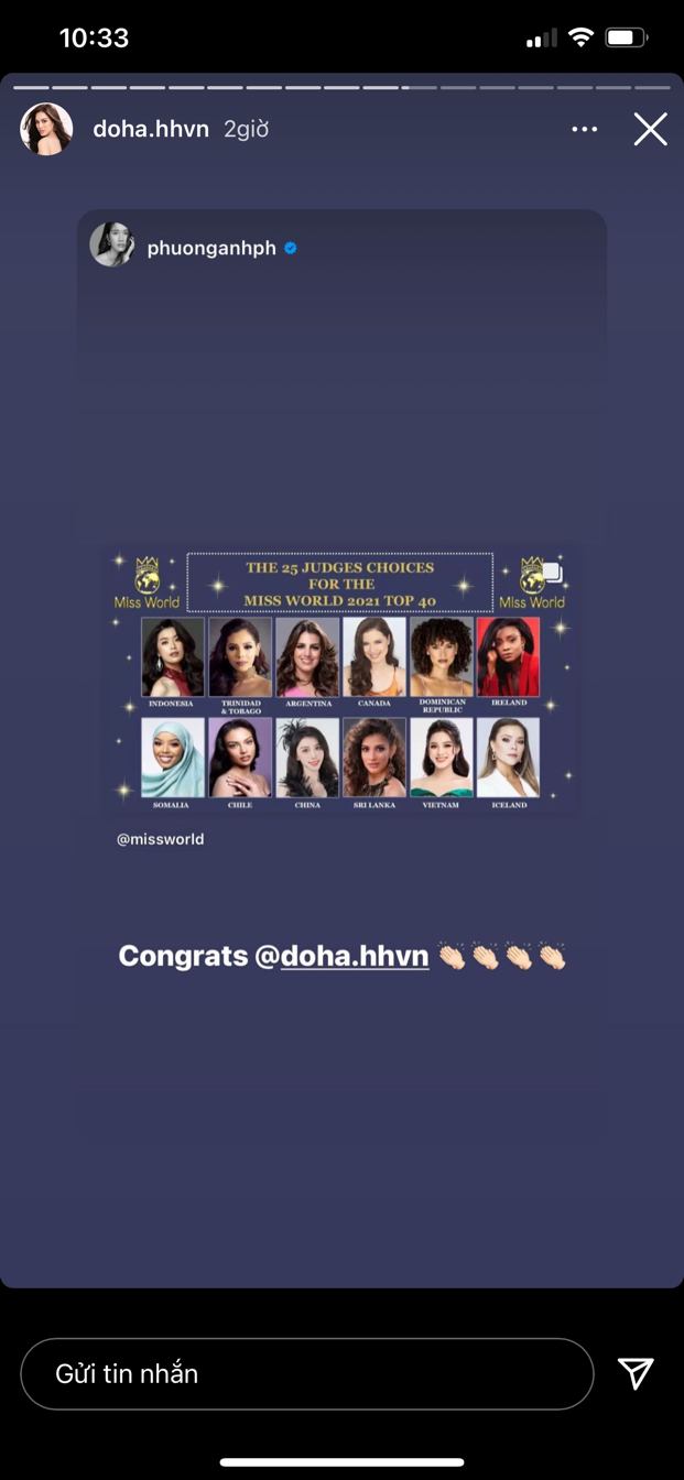 Dàn Hoa hậu, Á hậu đồng loạt chúc mừng Đỗ Thị Hà.